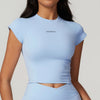 117 Camiseta Crop Top de Manga Corta - Azul cielo
