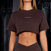 012 Camiseta Crop Top Manga Corta - Marrón Oscuro