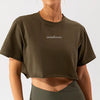 012 Camiseta Crop Top Manga Corta - Verde militar