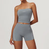 145 Crop Top Aerógrafo Strapless - Gris
